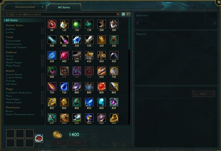 league of legens shops