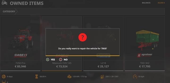Farming Simulator 19 - как чинить транспорт и оборудование?