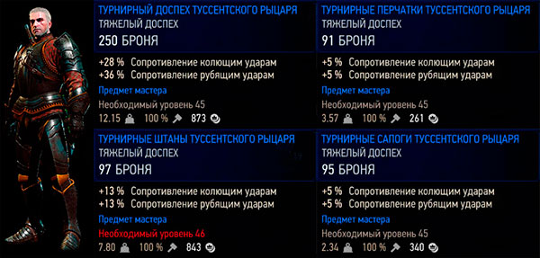 Ведьмак 3: Дикая охота - доспех Туссентского рыцаря - мастер
