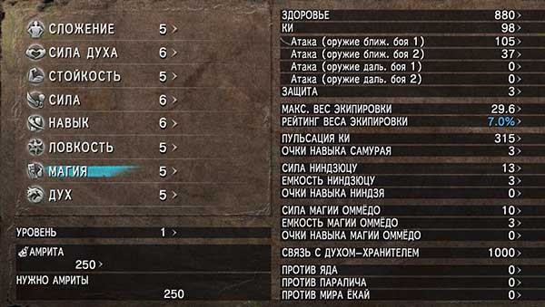 Nioh умения персонажа